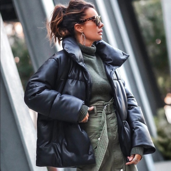 Avec Les Filles Oversized Vegan Leather Puffer Jacket - Main Image